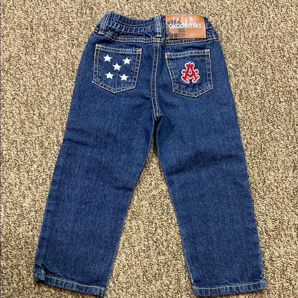 Akademiks Blue Straight-Leg Jeans with Embroidered Details Kids Size 3T